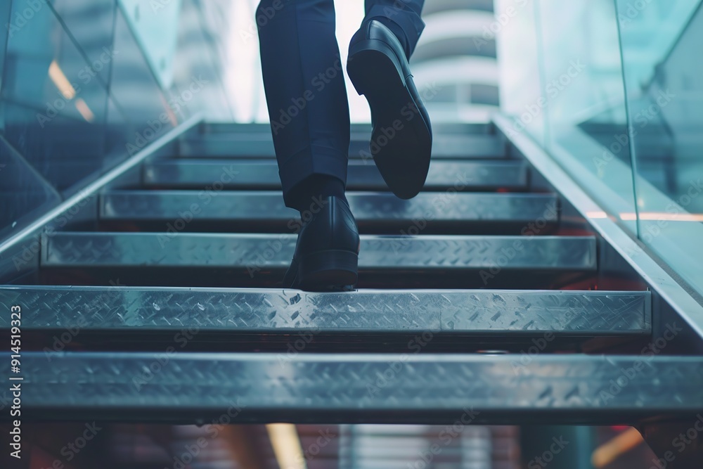 Businessman climbing up the stairs. Concept of success Businessman climbing up the stairs. Concept of success