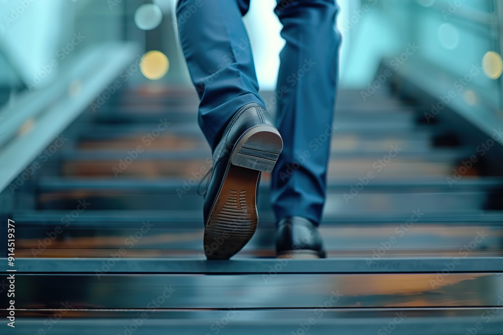 Obraz premium Businessman climbing up the stairs. Concept of success