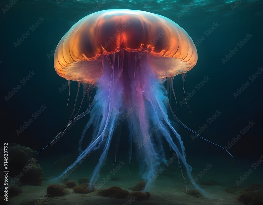 Fototapeta premium Jellyfish floating in the water.