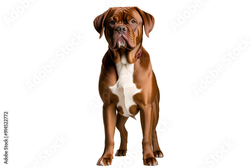 Muscular Mastiff Dogue de Bordeaux png with a playful stance and , showcasing its proud and strong build against a clear background.