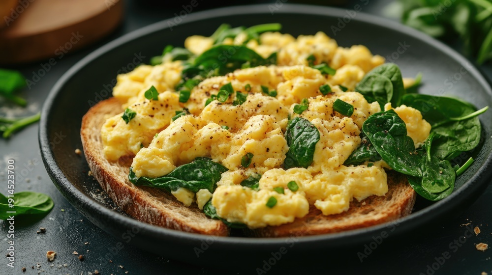 Protein-Packed Breakfast Delight: Scrambled Eggs, Spinach, and Whole Grain Toast Protein-Packed Breakfast Delight: Scrambled Eggs, Spinach, and Whole Grain Toast