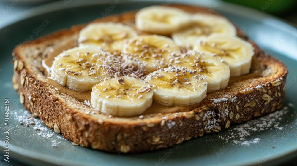 Nutritious Almond Butter and Banana Toast, Protein and Calcium-Rich Snack Option Nutritious Almond Butter and Banana Toast, Protein and Calcium-Rich Snack Option