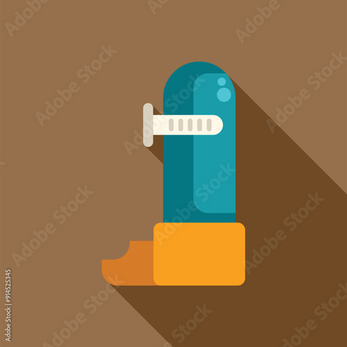 Blue asthma inhaler with a mouthpiece for treating shortness of breath
