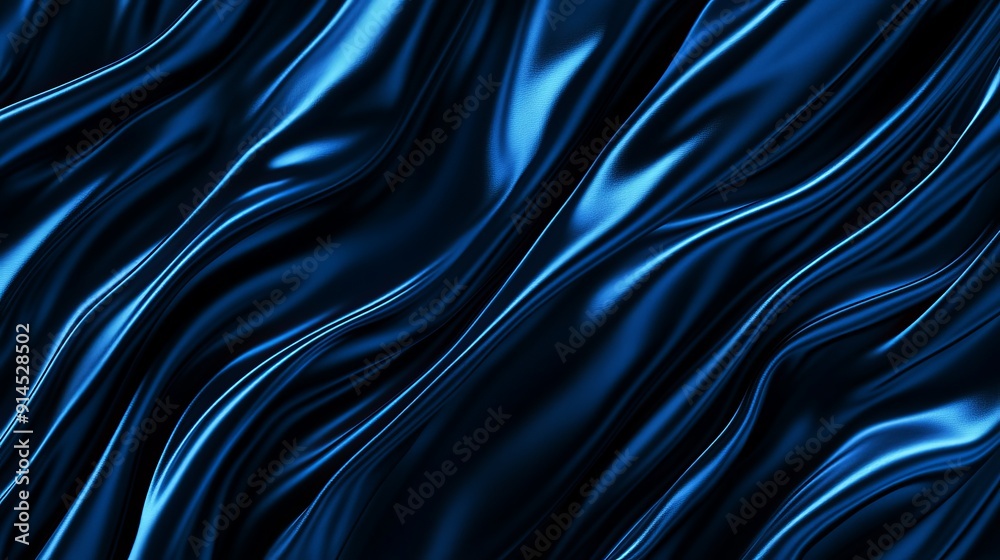 Obraz premium Blue waves pattern with glowing abstract fluid surfaces