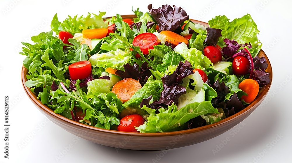 Fresh green salad with crisp cucumber, juicy tomatoes, and crumbled cheese, a healthy and vibrant meal option Fresh green salad with crisp cucumber, juicy tomatoes, and crumbled cheese, a healthy and vibrant meal option