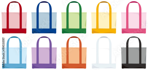 カラフルでシンプルな推しトートバッグのベクターイラストアイコン／カラーベース