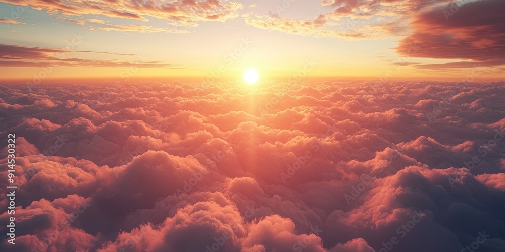 Breathtaking Sunrise Above the Clouds, Captivating View of Sun Rising Over a Sea of Clouds with Warm Tones, Perfect for Travel or Nature Inspired Designs Generative AI Breathtaking Sunrise Above the Clouds, Captivating View of Sun Rising Over a Sea of Clouds with Warm Tones, Perfect for Travel or Nature Inspired Designs Generative AI