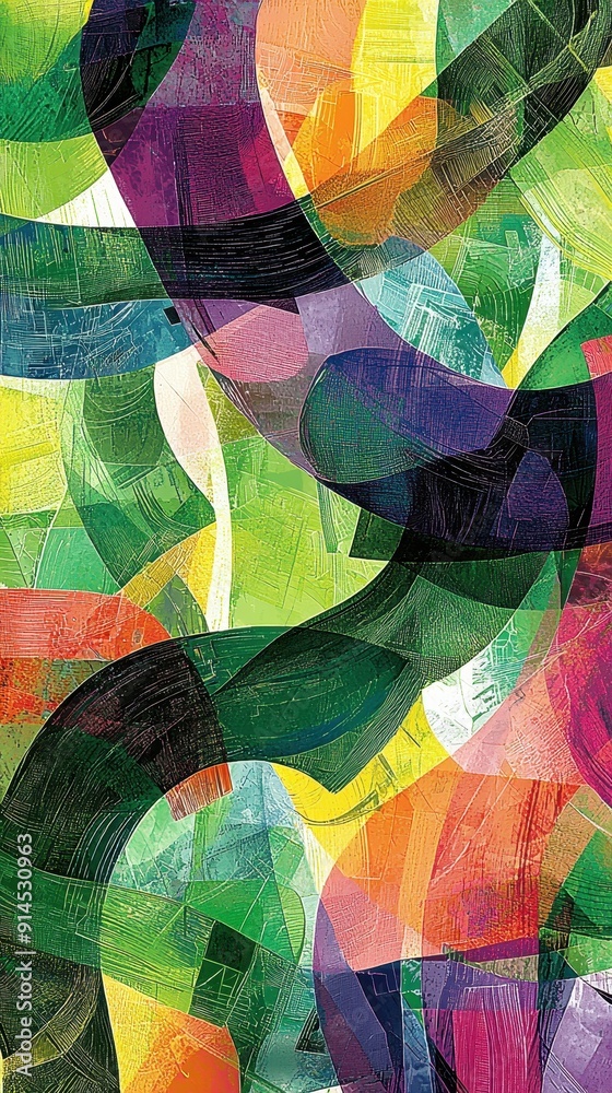 Fototapeta premium Vibrant Abstract Colorful Geometric Shapes with Dynamic Textured Patterns
