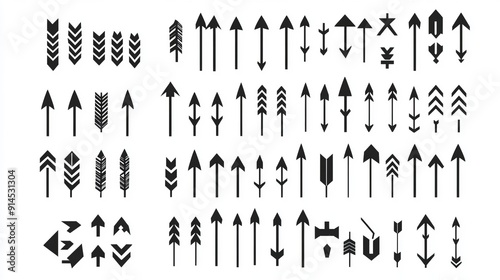 Arrow icons in diverse creative directional styles