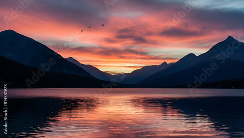 Stunning Winter Sunset with Snowy Landscapes and Seasonal Beauty