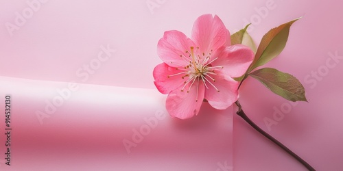 Floral Background with Pink Paper Generative AI