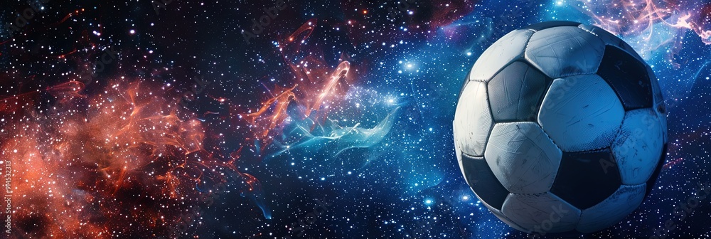 Fototapeta premium soccer ball in space, copy space -