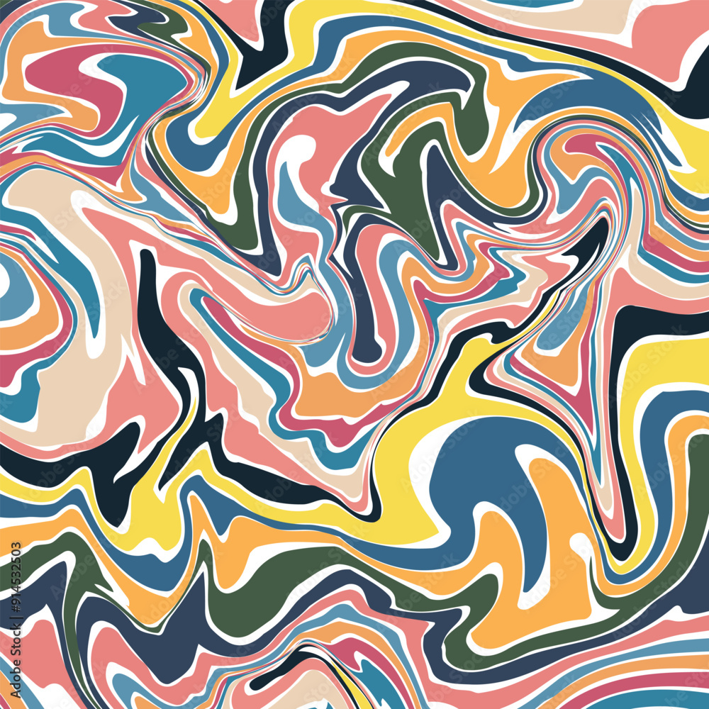 Vector geometric waves line. psychedelic illustration waves marbling background, multicolored wallpaper, Wavy Swirl Seamless pattern. Vector geometric waves line. psychedelic illustration waves marbling background, multicolored wallpaper, Wavy Swirl Seamless pattern.