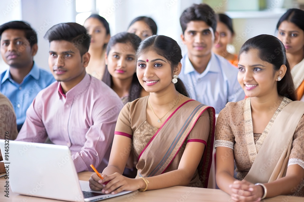 Indian student in college class Indian student in college class