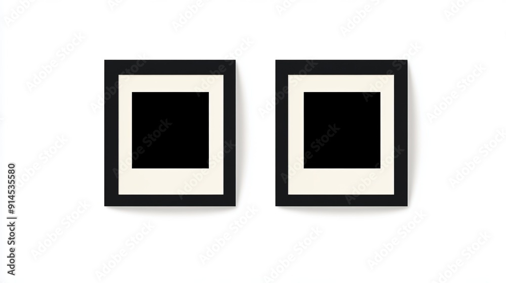 Two black square frames displayed horizontally on white. Two black square frames displayed horizontally on white.