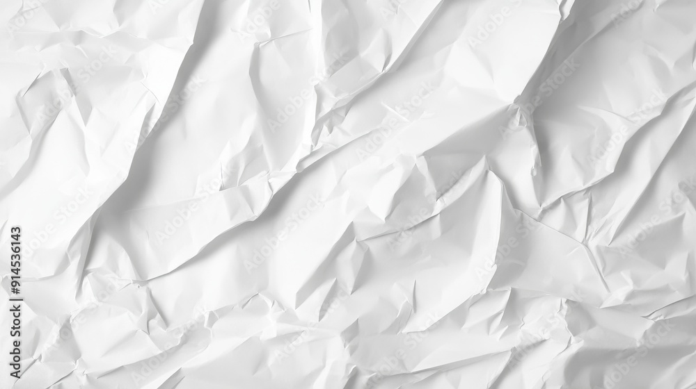 Obraz premium Crumpled blank white sheet paper texture full screen view.