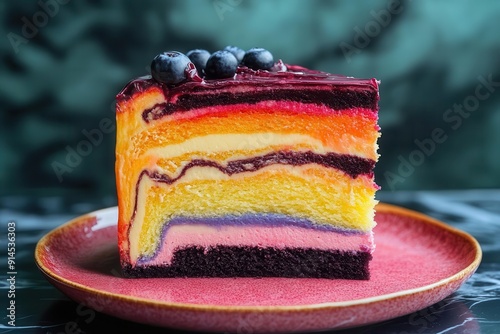 impossible cake defying gravity and reality layers fold into themselves creating an escherlike dessert in vivid mouthwatering hues photo