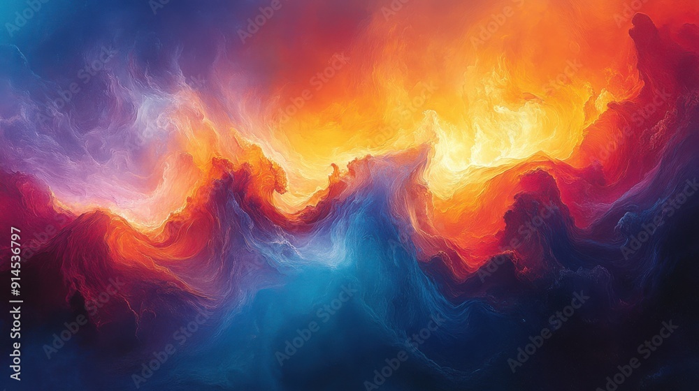 An abstract art piece with a seamless transition of vibrant, swirling colors, blending fiery oranges and reds with cool blues and purples, creating a dynamic and energetic visual.
An abstract art piece with a seamless transition of vibrant, swirling colors, blending fiery oranges and reds with cool blues and purples, creating a dynamic and energetic visual.