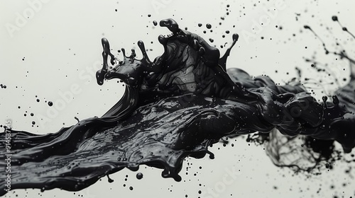 Abstract black liquid splash - generative ai