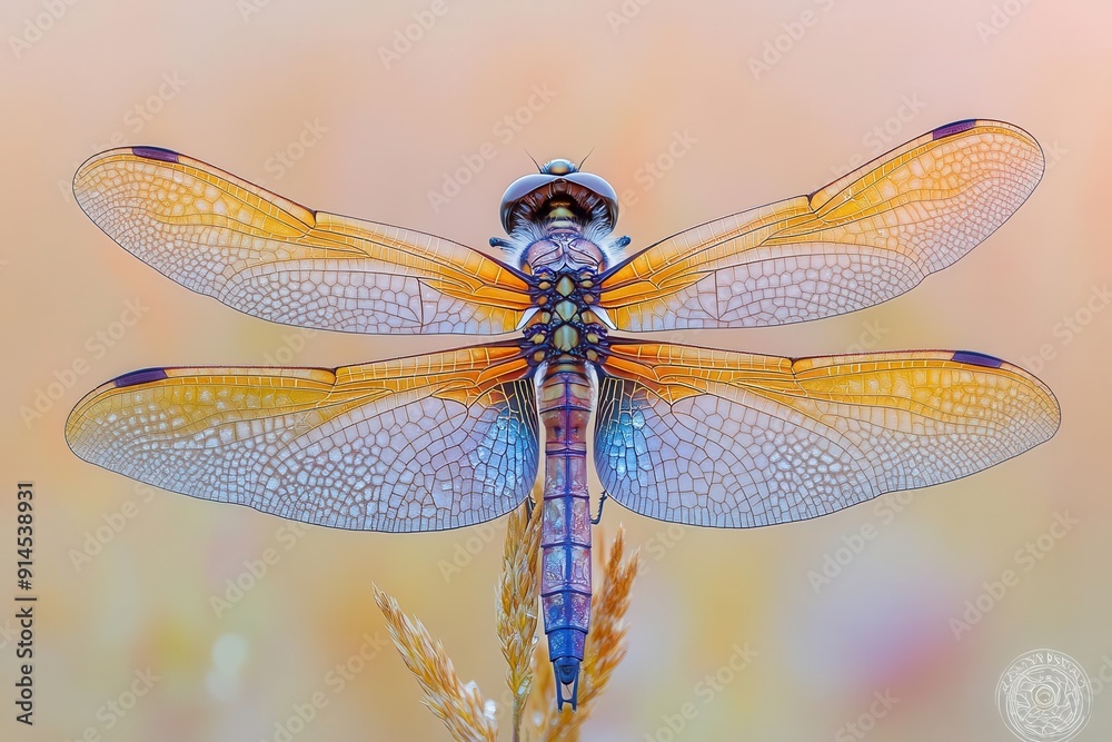 iridescent dragonfly perched on a dewy blade of grass at dawn macro photography captures intricate wing patterns and compound eyes in stunning detail iridescent dragonfly perched on a dewy blade of grass at dawn macro photography captures intricate wing patterns and compound eyes in stunning detail