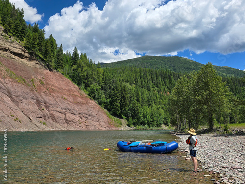 rafting on the clear river