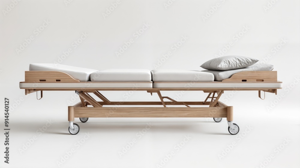 Medical bed on a white background. AI generated. Medical bed on a white background. AI generated.