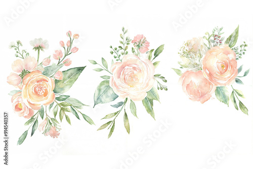 flowers vector collection, watercolor style wildflowers, isolated on a white backgorund