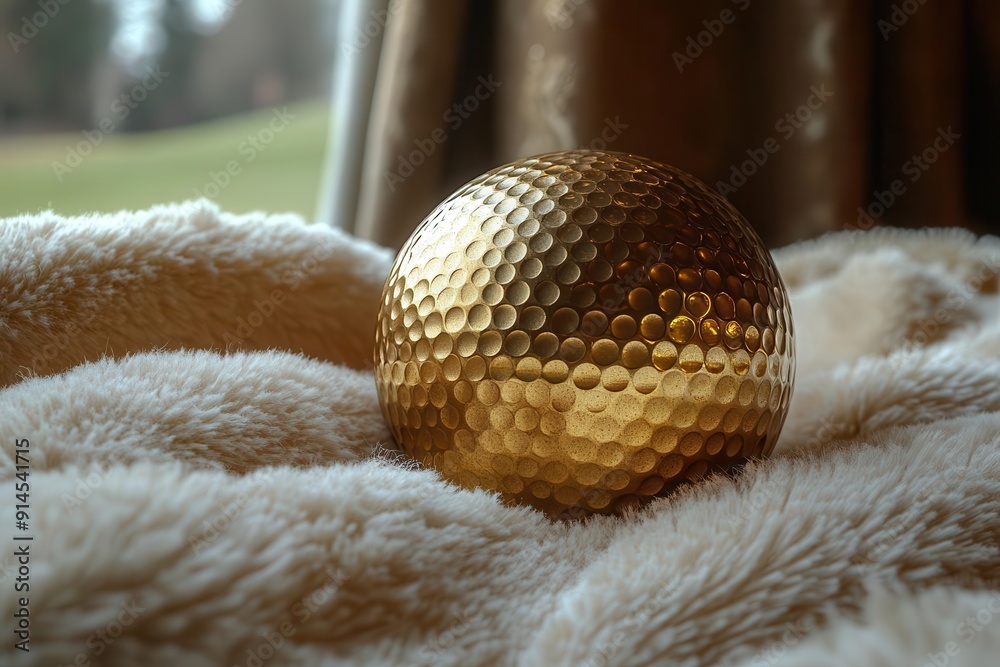 luxurious goldplated golf ball on plush velvet intricate diamondinspired patterns catch the light rich opulent atmosphere with meticulous detail luxurious goldplated golf ball on plush velvet intricate diamondinspired patterns catch the light rich opulent atmosphere with meticulous detail