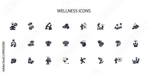 Wellness icon set.vector.Editable stroke.linear style sign for use web design,logo.Symbol illustration.