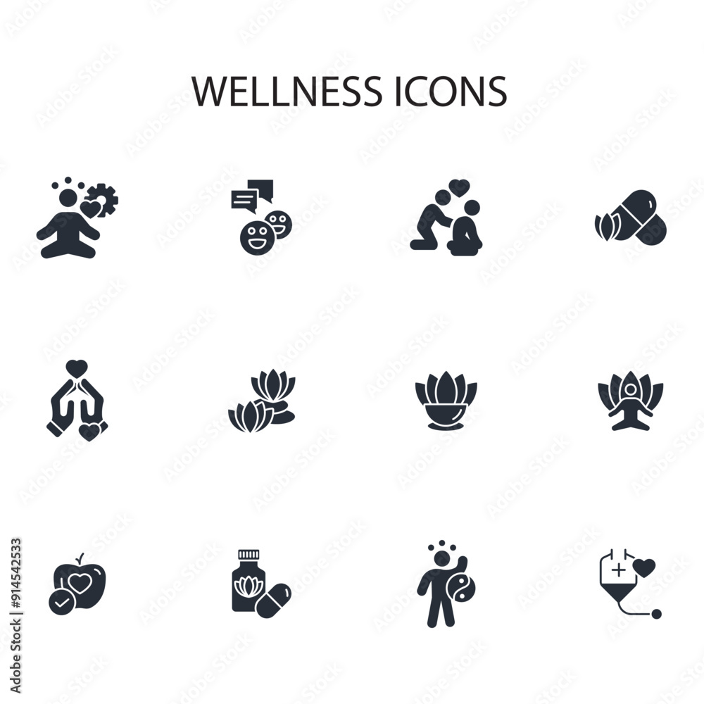 Wellness icon set.vector.Editable stroke.linear style sign for use web design,logo.Symbol illustration. Wellness icon set.vector.Editable stroke.linear style sign for use web design,logo.Symbol illustration.