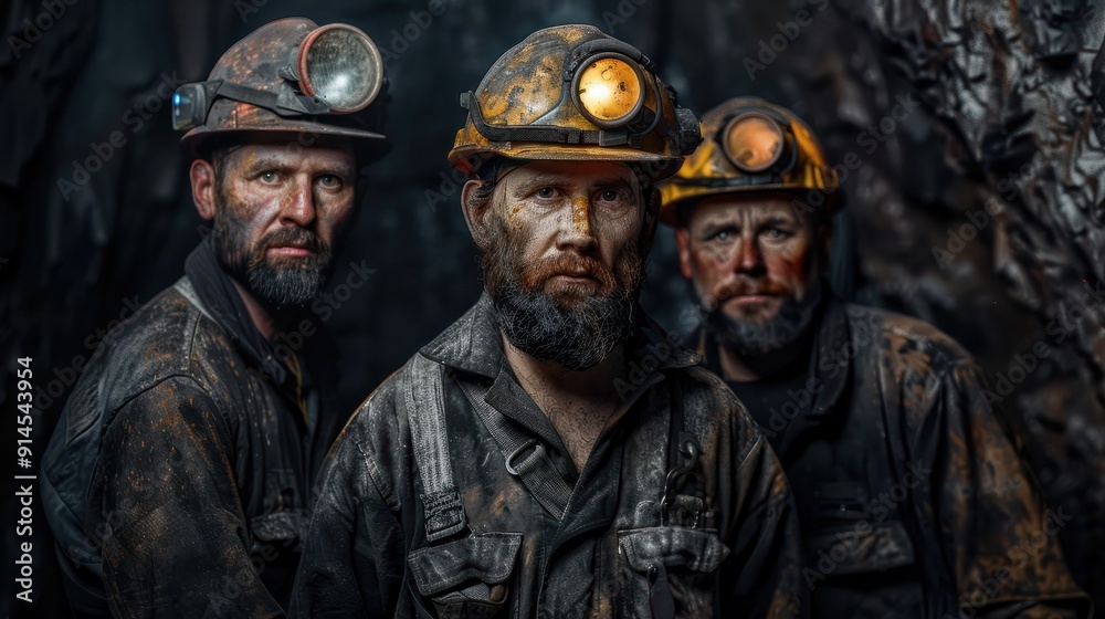 Portraits of miners in their work environment, showcasing their tools, safety gear, and the intensity and dedication involved in their daily tasks. Portraits of miners in their work environment, showcasing their tools, safety gear, and the intensity and dedication involved in their daily tasks.