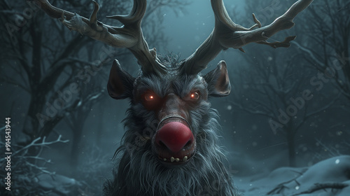Dark Horror Rudolph the Red-nosed Reindeer Forest Monster