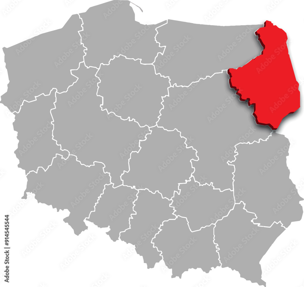 PODLASKIE PROVINCE of POLAND 3d isometric map WITH ADMINISTRATIVE DIVISIONS PODLASKIE PROVINCE of POLAND 3d isometric map WITH ADMINISTRATIVE DIVISIONS