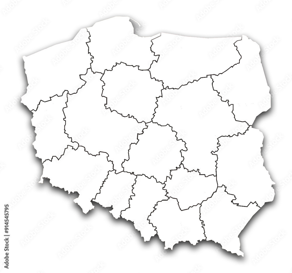 POLAND MAP WITH ADMINISTRATIVE DIVISIONS AND PROVINCES POLAND MAP WITH ADMINISTRATIVE DIVISIONS AND PROVINCES