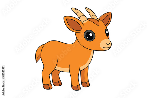 Cheerful Kawaii Hartebeest Vector Illustration