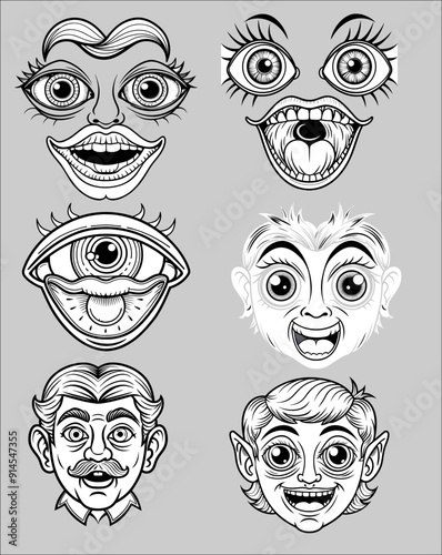 eyes, mouth, ears. . Vintage eye and mouth animation