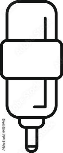 Cosmetic product dispenser with thin tip is standing on white background