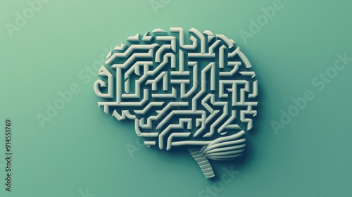 A graphic design of a maze within the shape of a brain symbolizing the complexities and challenges of living with an invisible disability like ADHD or. Vector illustration photo