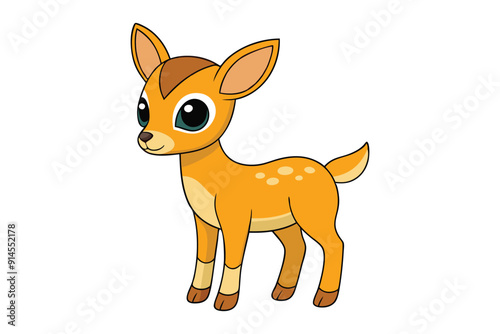 Cheerful Kawaii Springbok Vector Illustration