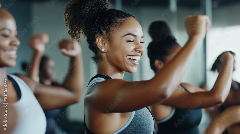 a group of smiling happy diverse ethnics women enjoying their dance workout class in a gym a group of smiling happy diverse ethnics women enjoying their dance workout class in a gym