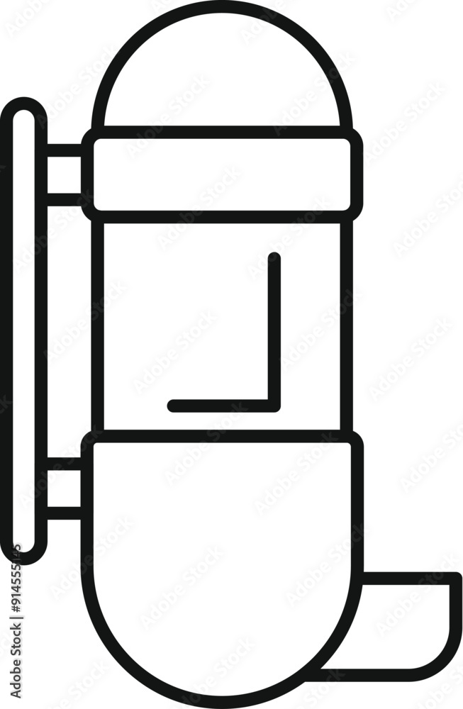 Simple line icon of a wall mounted water cooler dispensing refreshing water into a cup