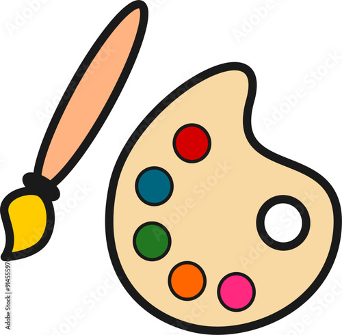 Colors palette flat icon for painting, creative arts, fine arts, coloring and visual design graphic resources. Editable EPS vector.