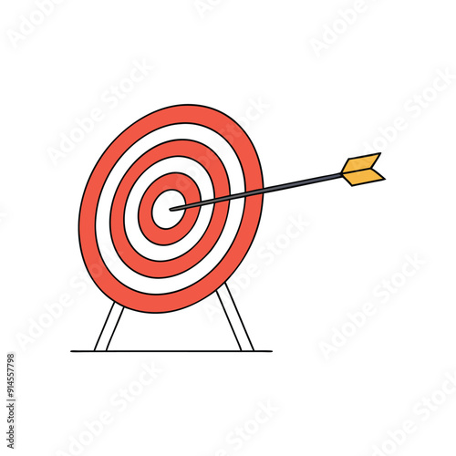 a archery target with arrow in middle fill with solid color vector illustration 