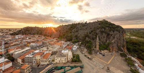 Panoramic aerial image of the cave of Bom Jesus da Lapa at sunrise photo