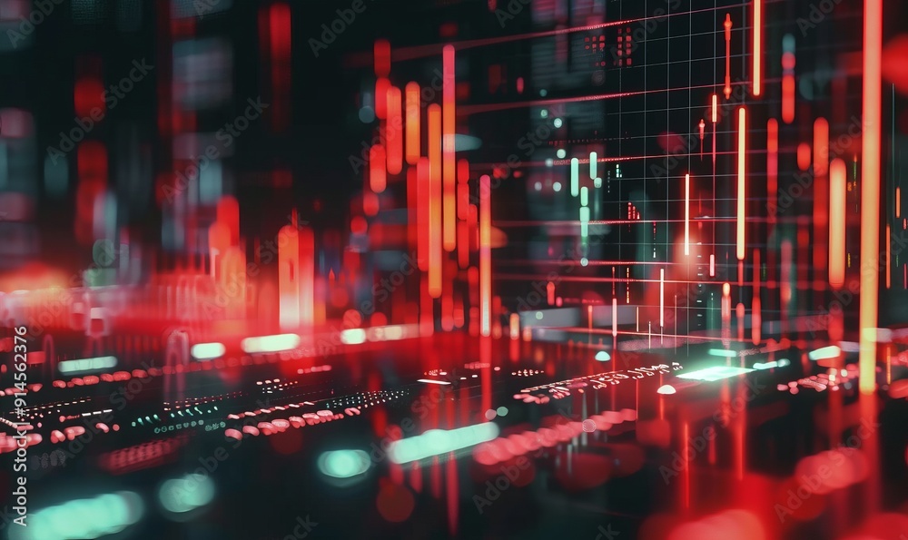 Advanced financial chart with candlestick patterns and trading volumes Advanced financial chart with candlestick patterns and trading volumes