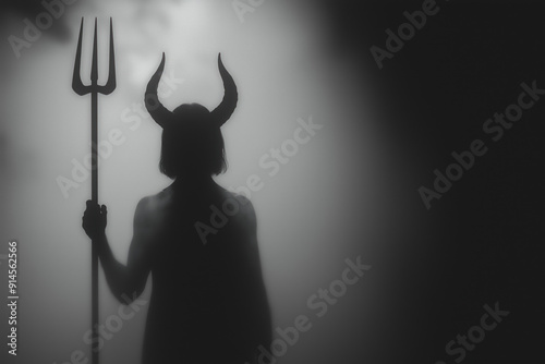 Devil shadow spooky Halloween background.