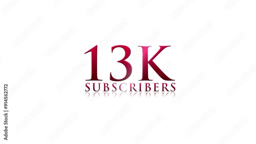 13k Subscribers, Congratulations 13k Subscribers, Celebrate 13k Subscribers Text Animation, 3D 13k Subscribers Video