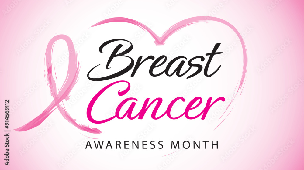 Pink ribbon. Breast cancer awareness campaign. Vector illustration. V4