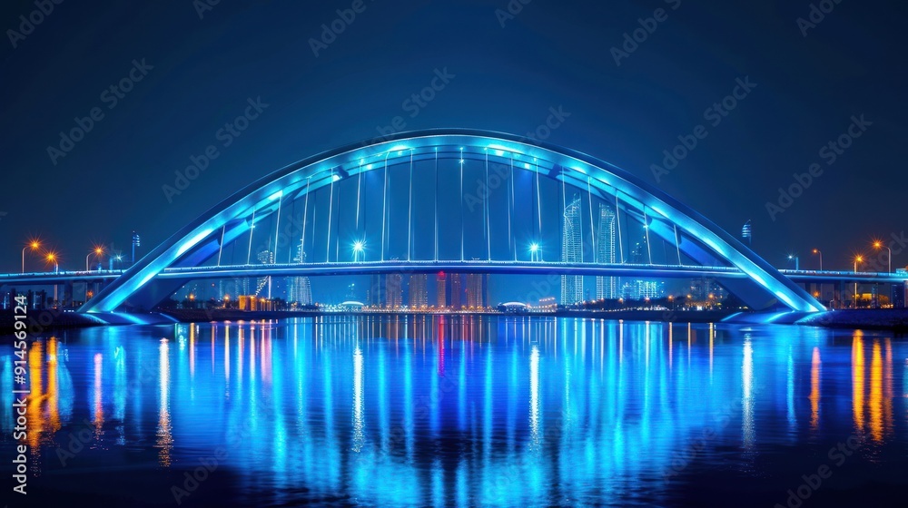 Obraz premium Illuminated Bridge at Night