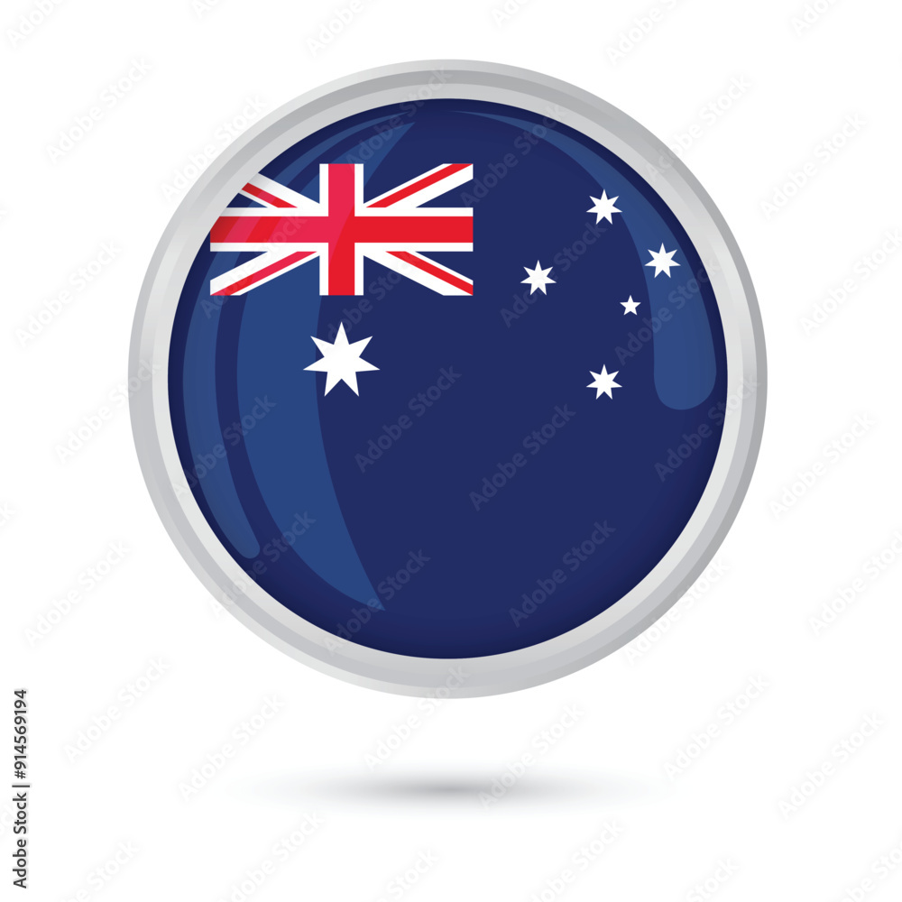 Australia round flag vector illustration. Australian official national country flag for Poster, flyer, banner, social media, Australia day celebration 26 January, educational projects and websites